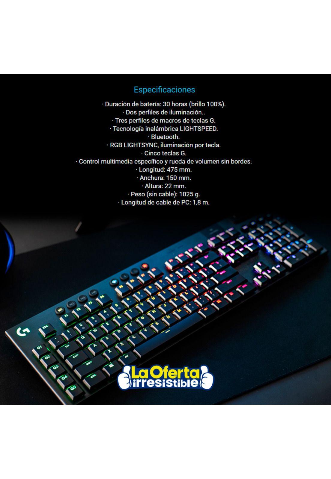 Teclado Gamer Mecanico Inalambrico Logitech G915 Lightspeed RGB-4