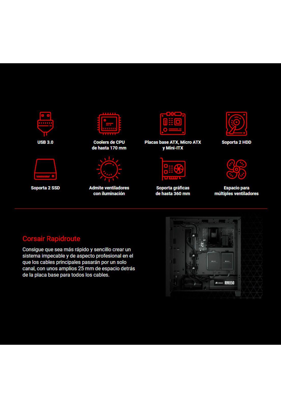 Gabinete Gamer Corsair 4000D Mid Tower Vidrio Templado-2