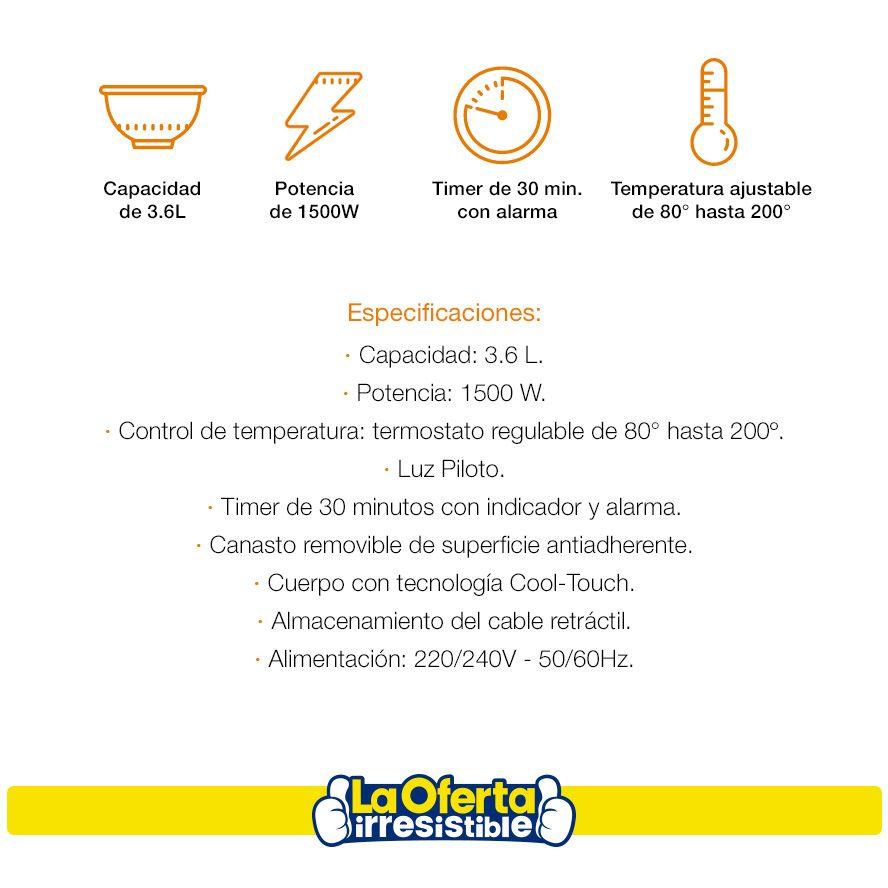 Freidora Sin Aceite Nappo de 3,6 Litros y 1500w de Potencia-1