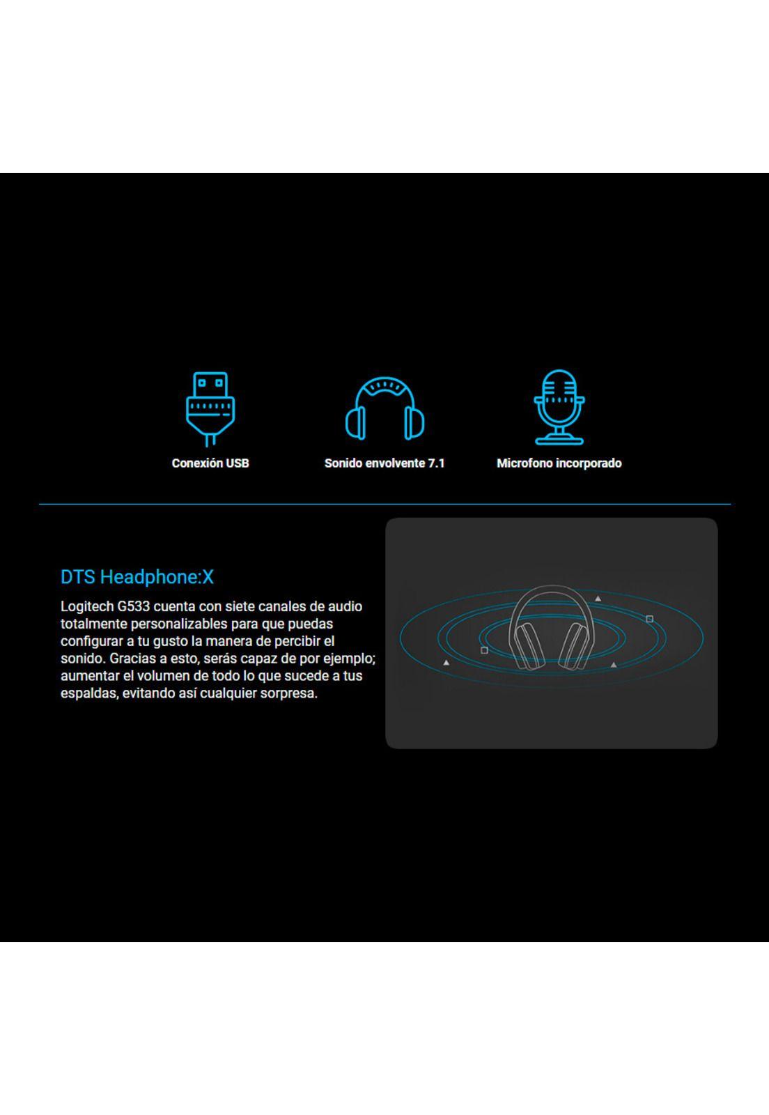 Audifonos Gamer Inalambricos Logitech G533 7.1-2