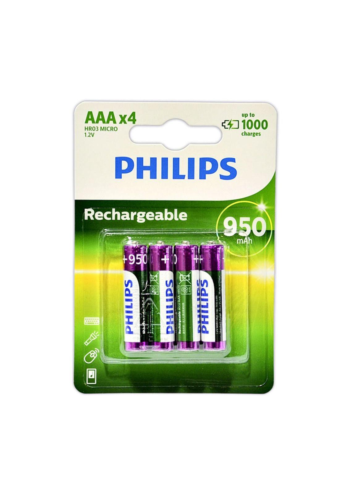 Pilas Recargables Philips AAA Pack x4-0