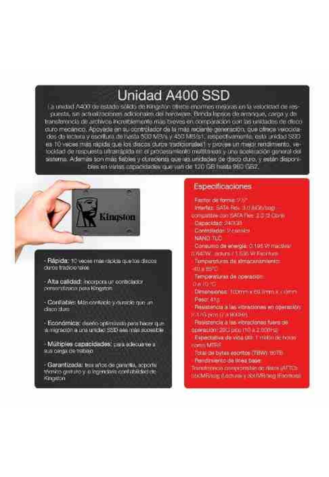 Disco Sólido Kingston 240gb Ssdnow A400 Loi Chile-2