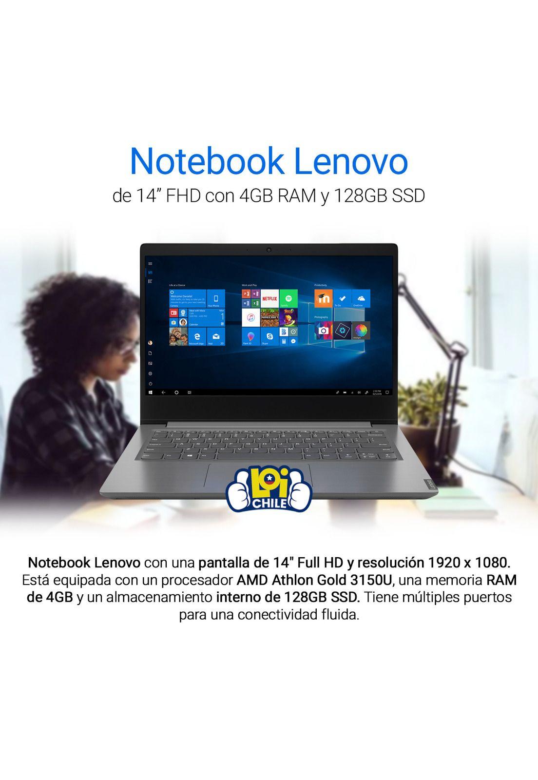 Notebook Lenovo AMD Athlon Gold 4 GB 128 SSD W10 Pro 14'-1