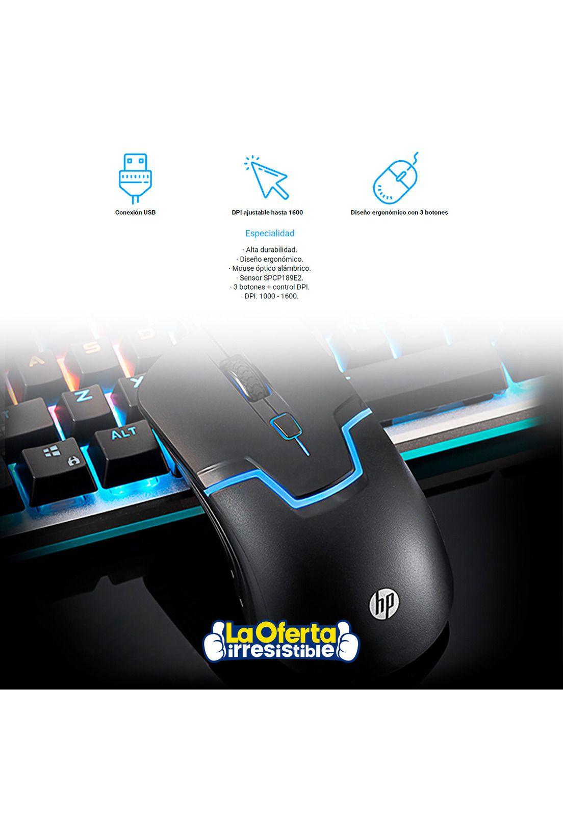 Mouse Gamer HP Optico Control DPI con 3 botones M100-2