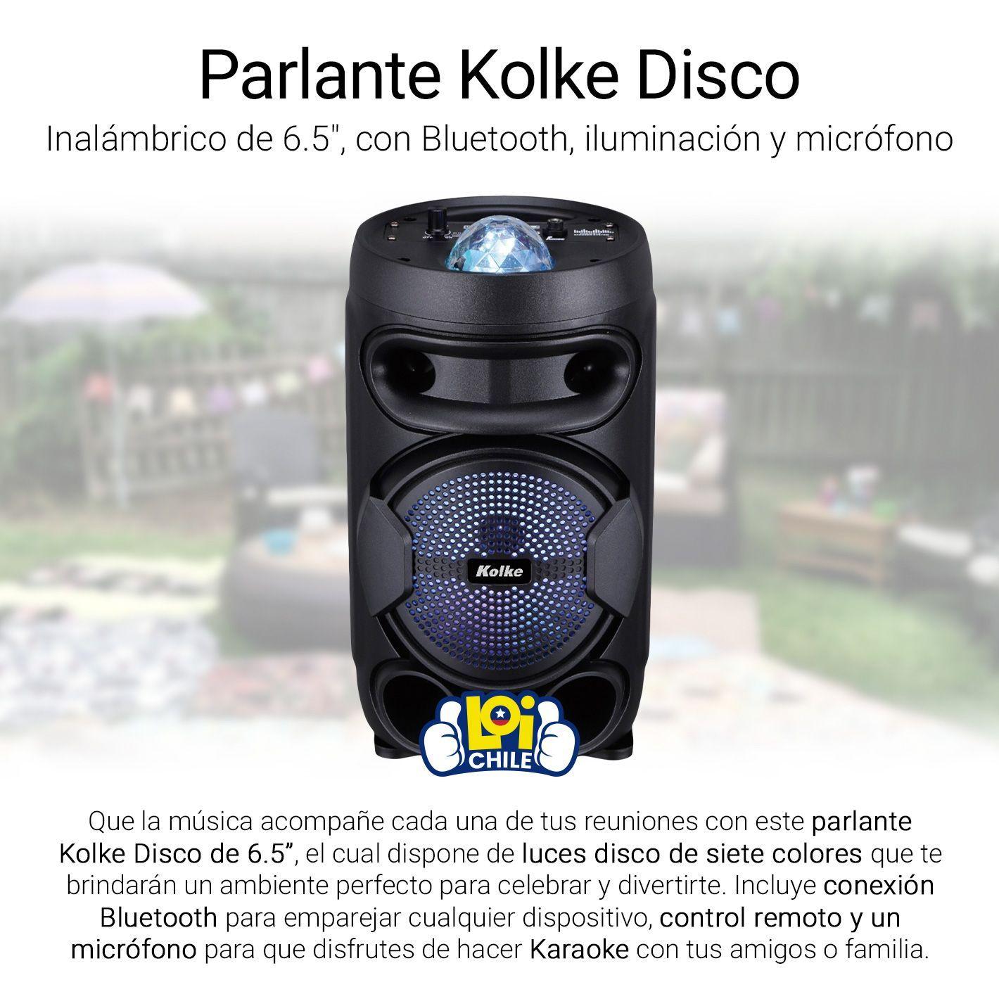 Parlante Bluetooth 6,5" Kolke Disco RGB 80W Con USB Radio FM-1