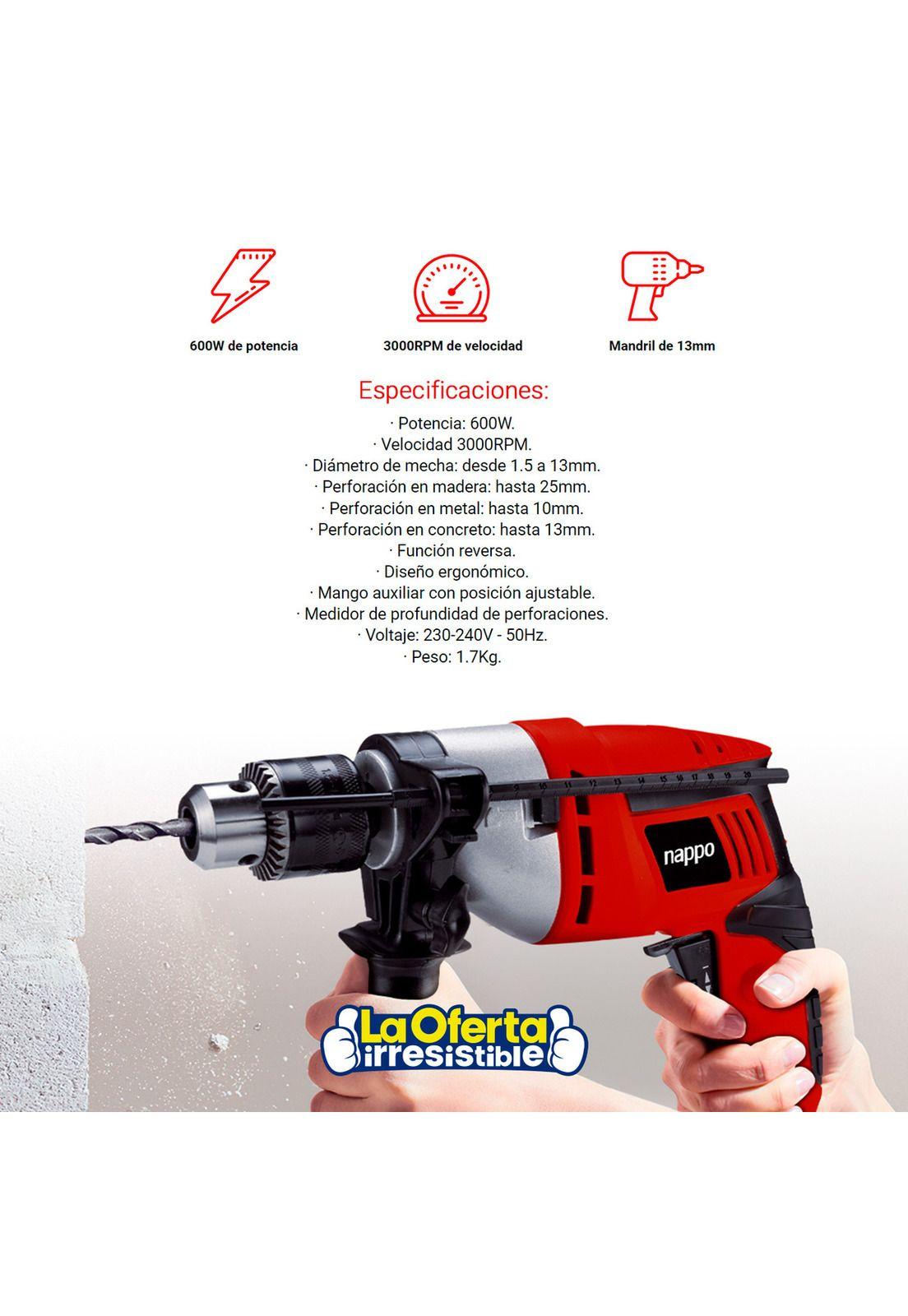 Taladro Con Percutor Nappo De 600W-2