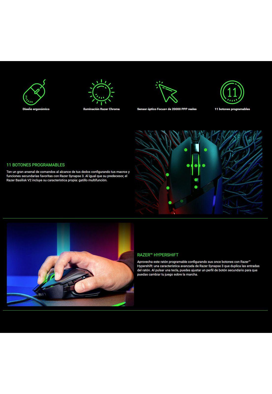Mouse Gamer Razer Basillisk V2 Sensor Optico Focus+ 2000ppp Reales-2