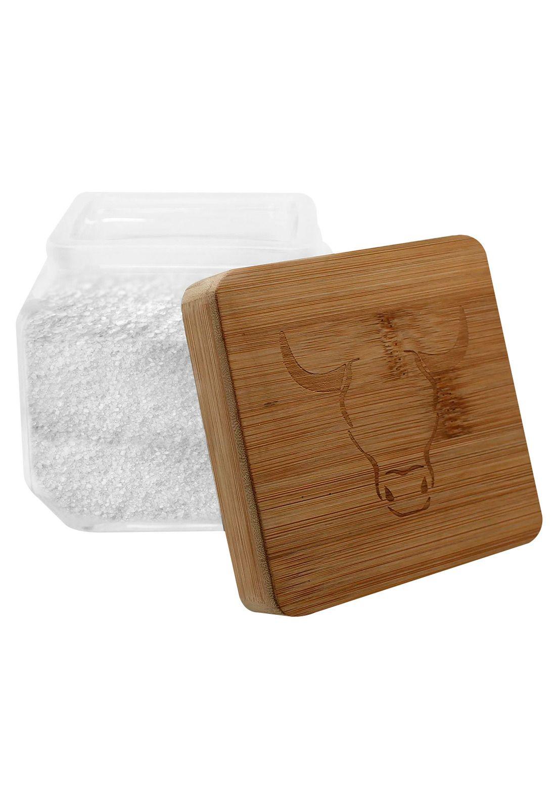 Contenedor de Sal Parrillero Vidrio con Tapa de Bamboo Wayu -0