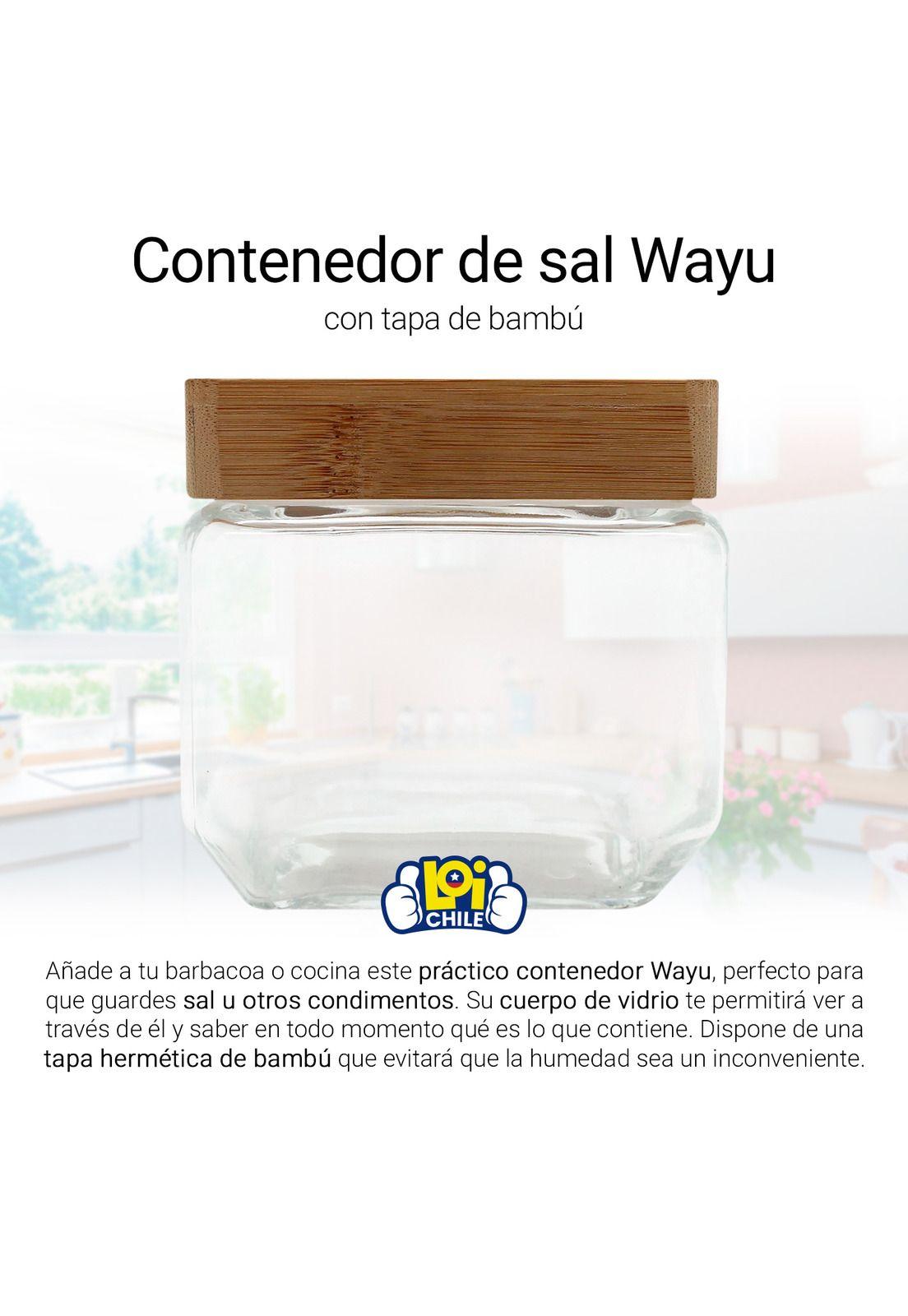 Contenedor de Sal Parrillero Vidrio con Tapa de Bamboo Wayu -1
