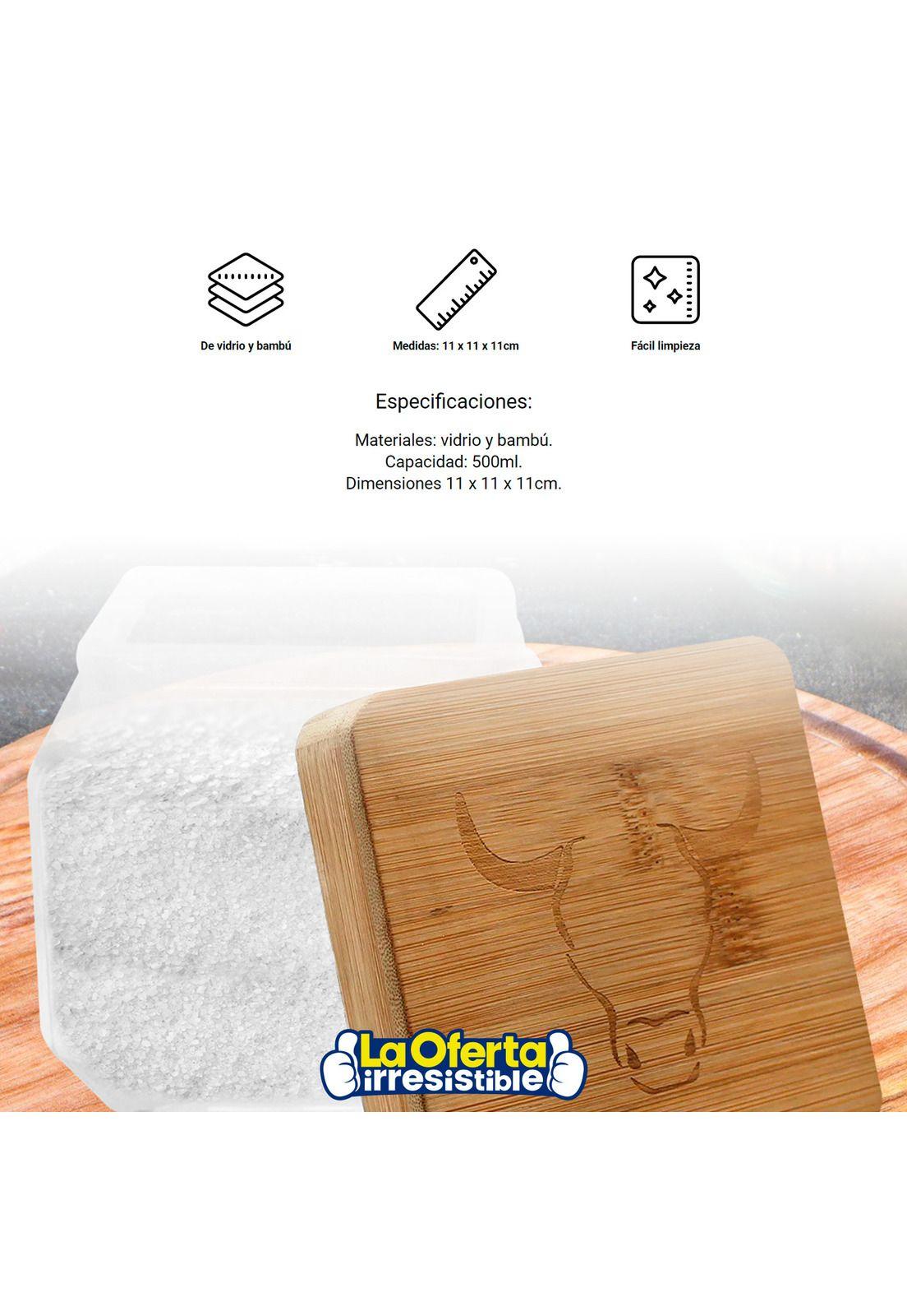 Contenedor de Sal Parrillero Vidrio con Tapa de Bamboo Wayu -2