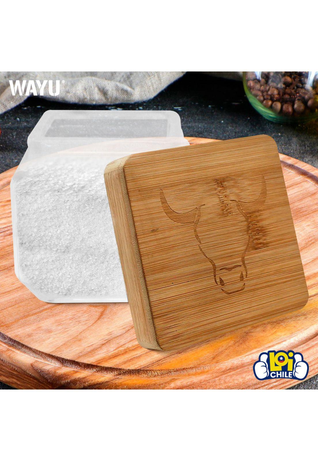 Contenedor de Sal Parrillero Vidrio con Tapa de Bamboo Wayu -3