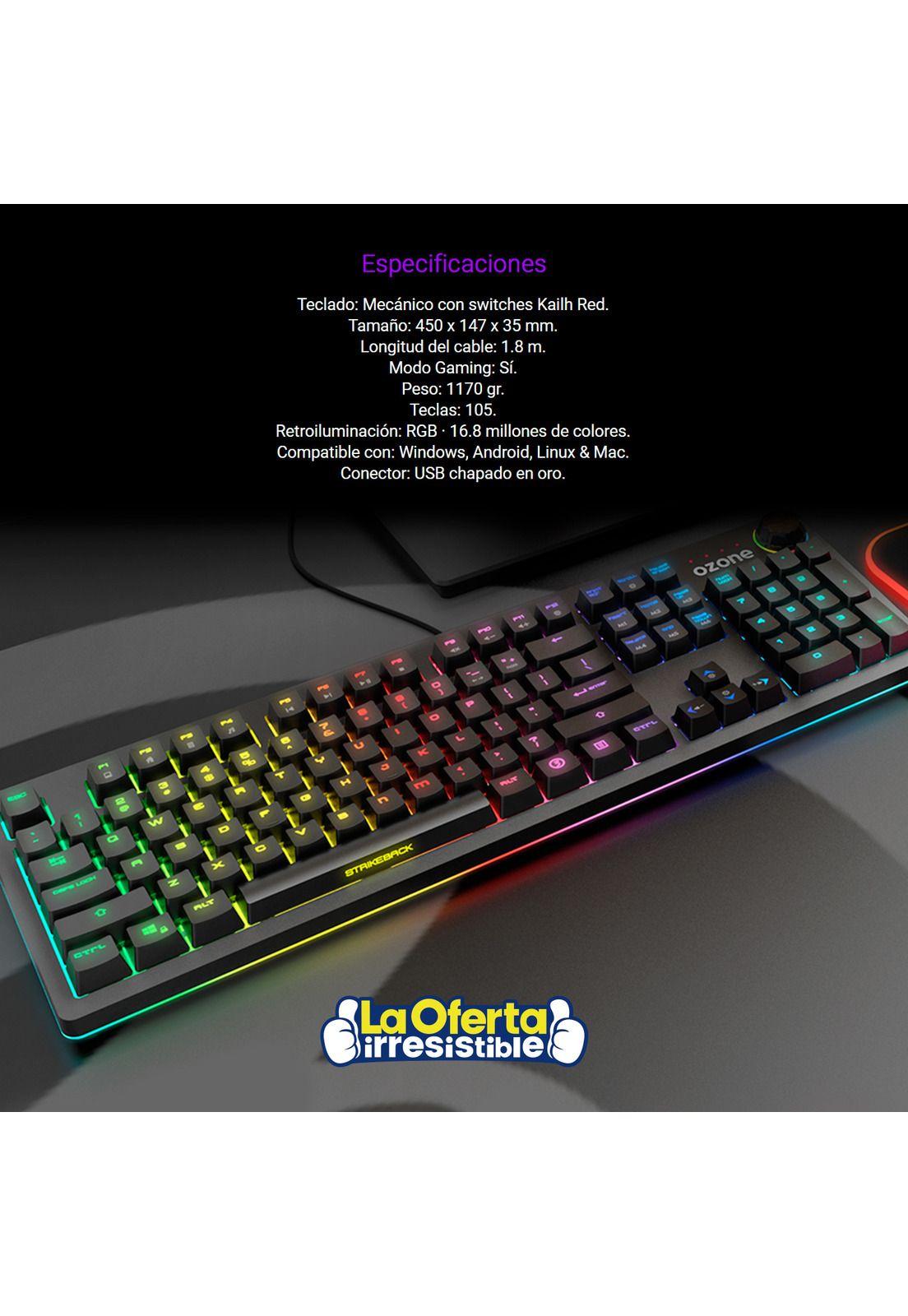 Teclado Gamer Mecanico Ozone Strikeback RGB-4
