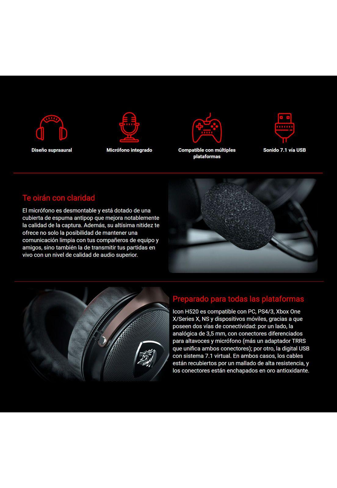 Audífonos Gamer Redragon Icon H520-2