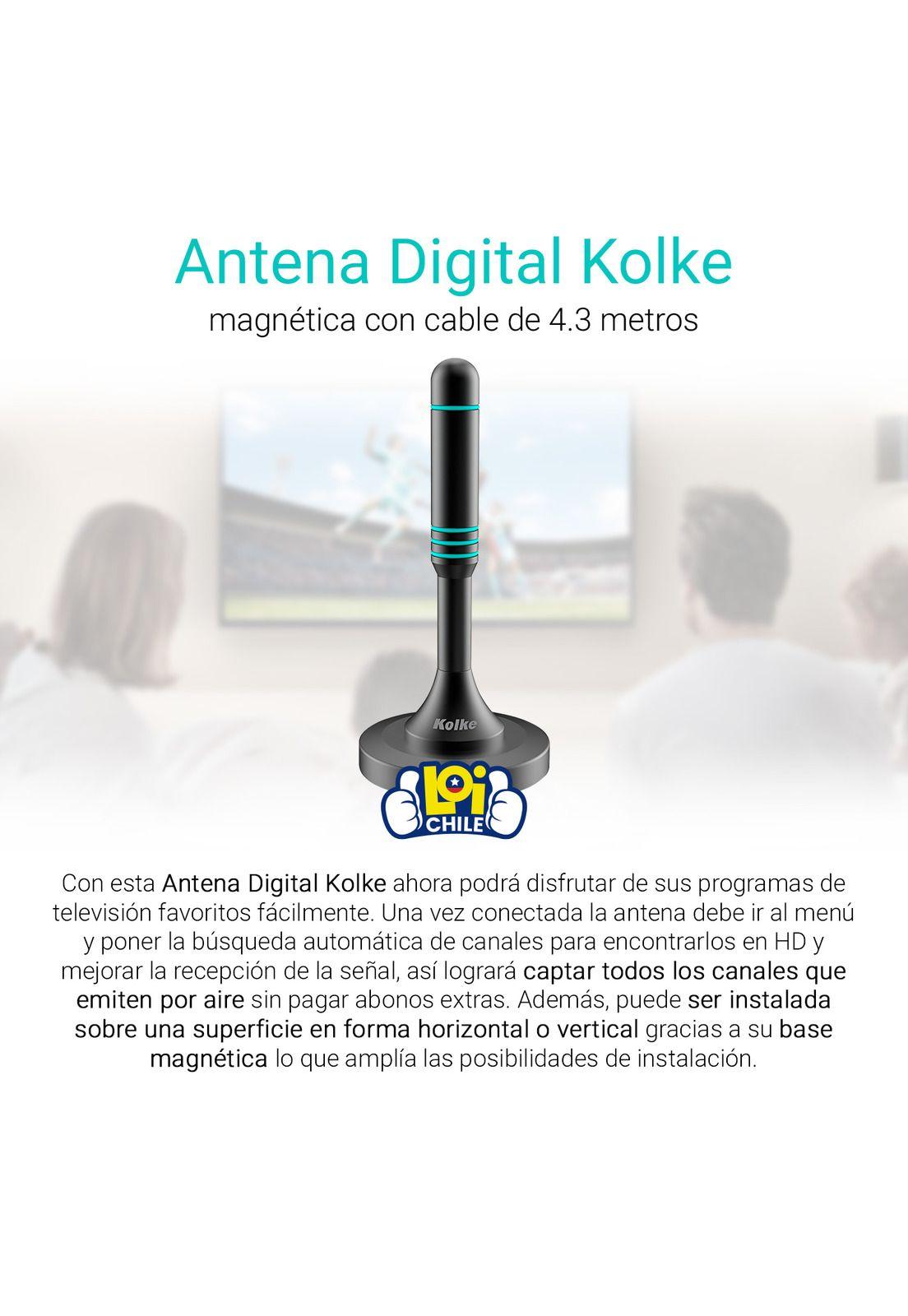 Antena de TV Digital HDTV Kolke Base Magnetica Recepcion 360-1
