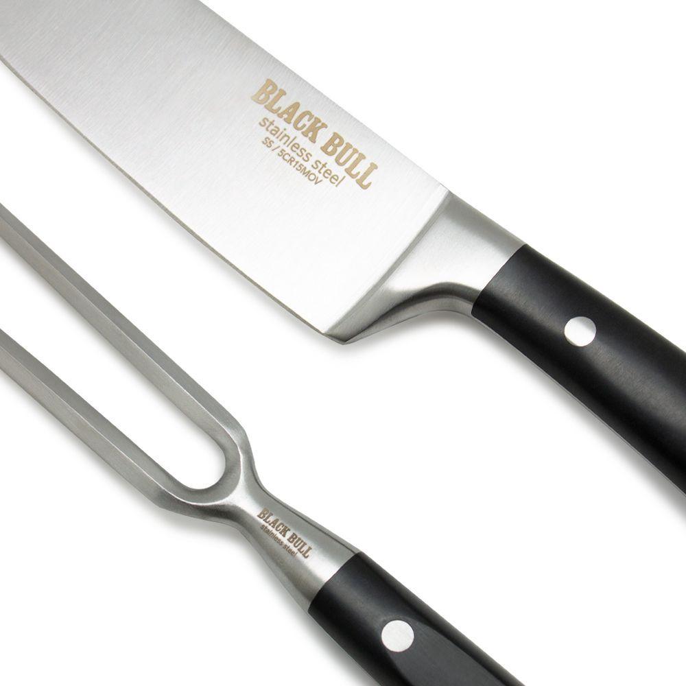 Set de Cuchillo y Tenedor Parillero BlackBull Acero Inox-1