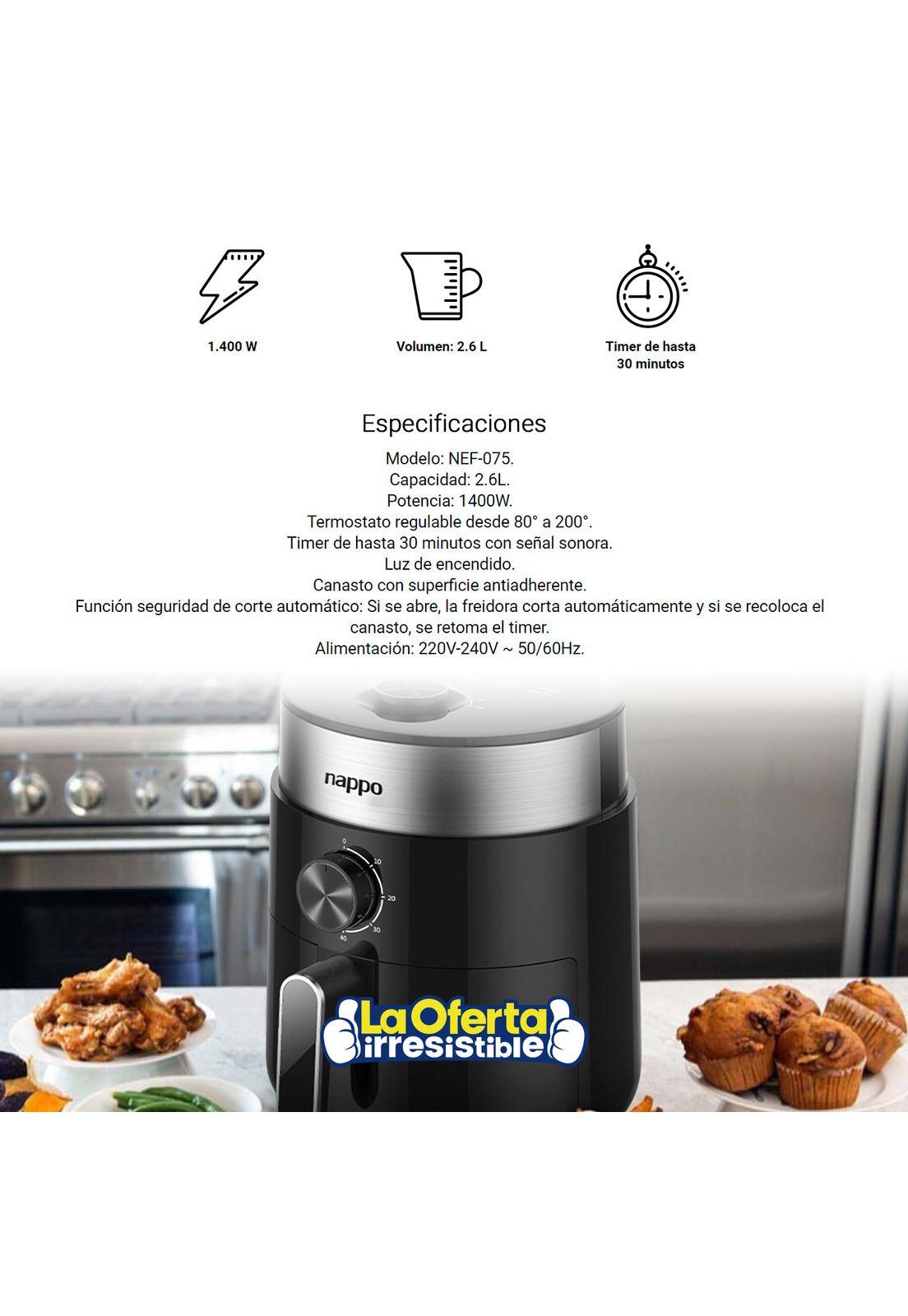 Freidora Sin Aceite Nappo 2,6L 1400W NEF-075-2