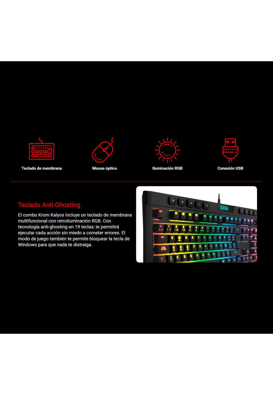 Kit gamer Krom Kaylos Teclado + Mouse Optico-2