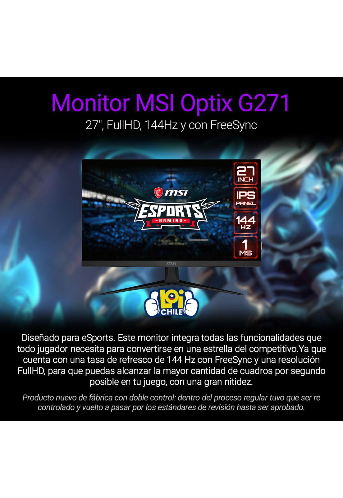 Monitor Gamer Msi Optix G271 FHD 27' 144Hz 1MS 27'-1