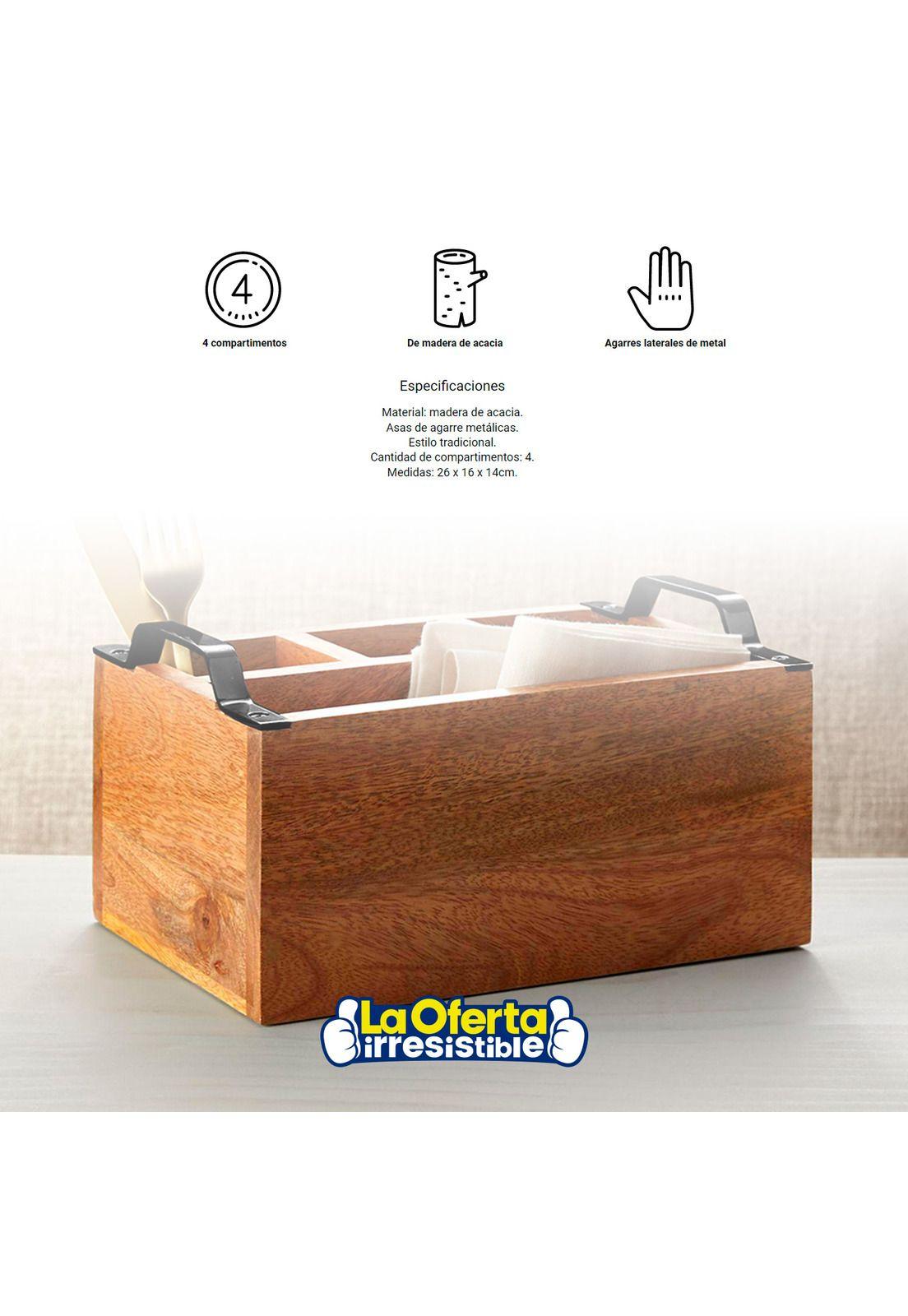 Porta Cubiertos de Madera Organizador Cocina Wayu-2