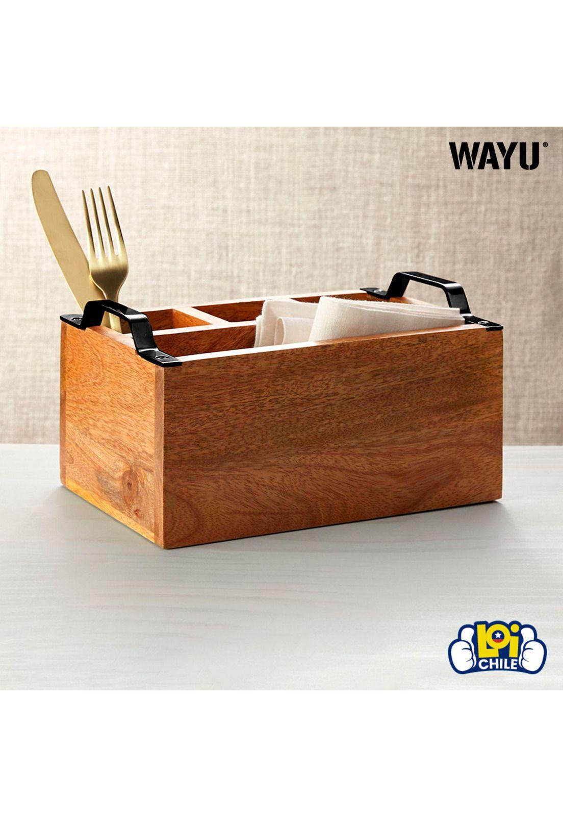 Porta Cubiertos de Madera Organizador Cocina Wayu-3
