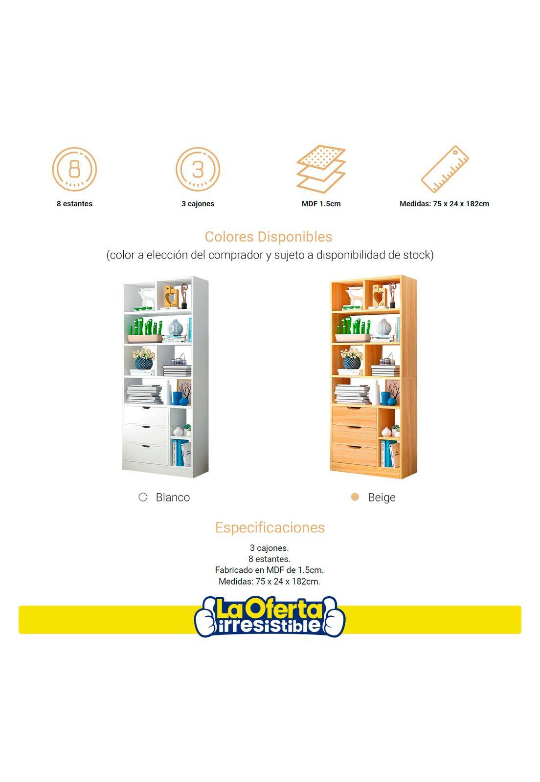 Biblioteca con 3 Cajones Beige Empoli-2