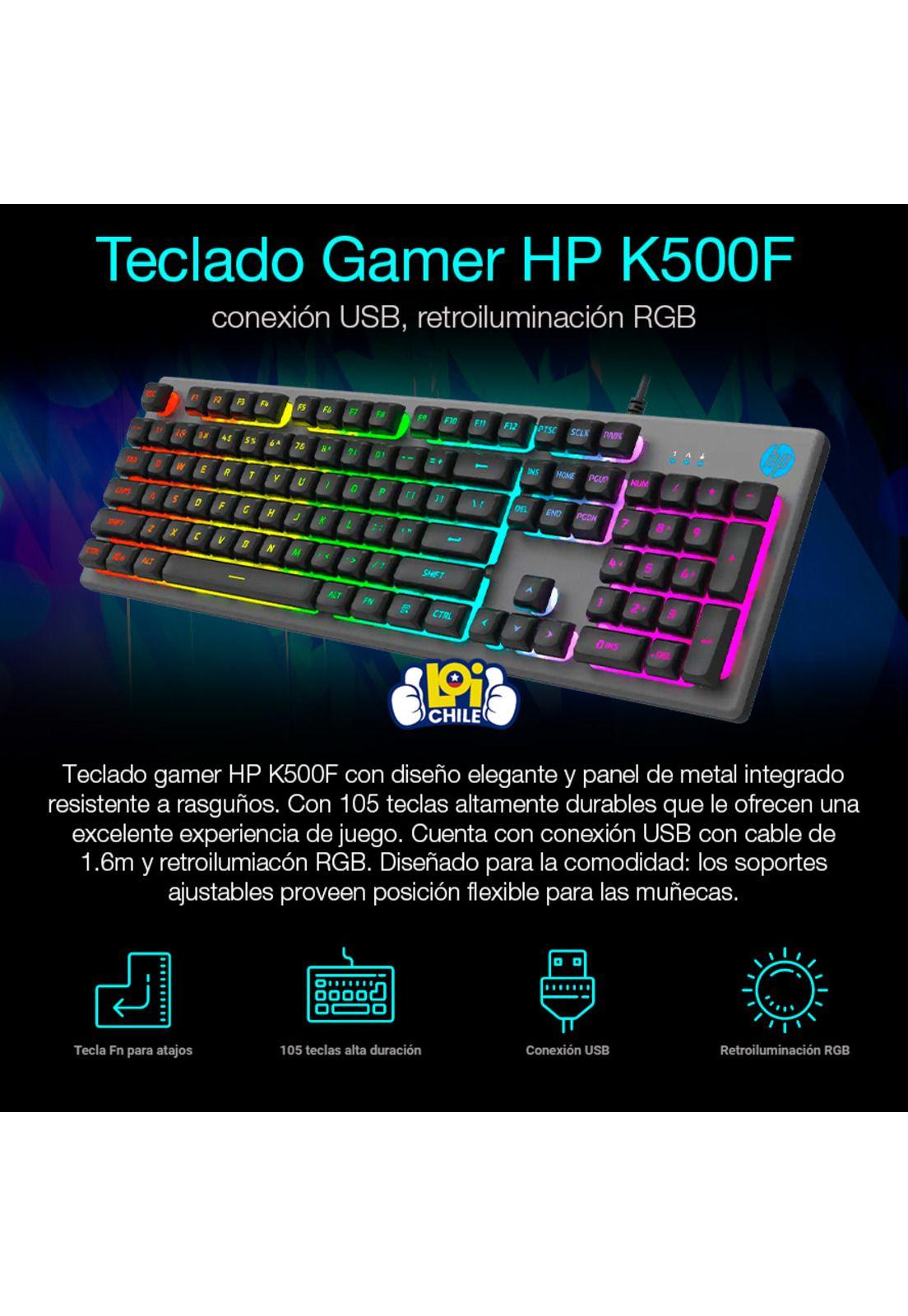 Teclado Gamer HP K500F Iluminación RGB-1
