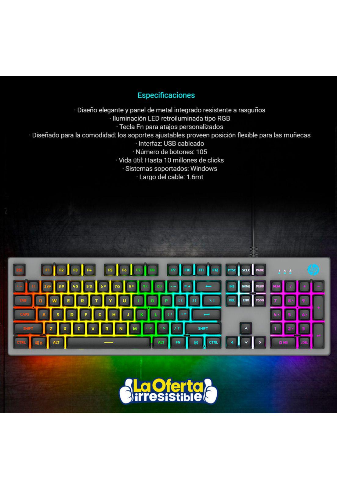 Teclado Gamer HP K500F Iluminación RGB-2