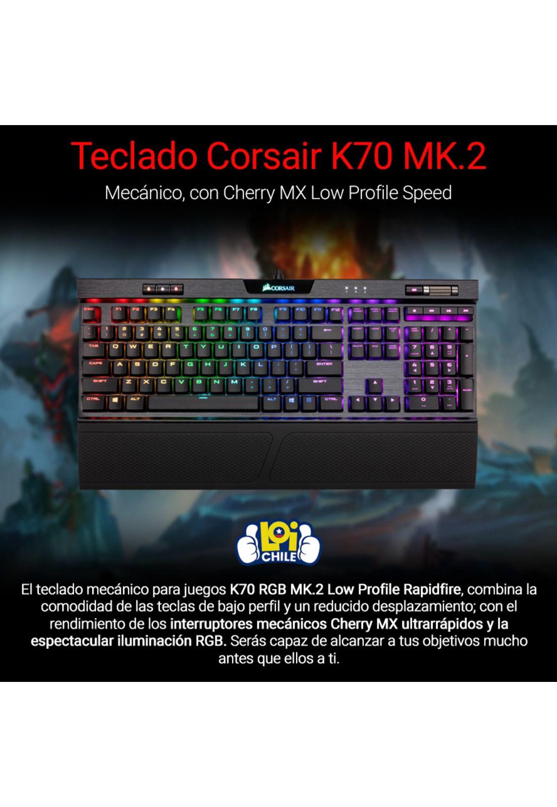 Teclado Gamer Mecanico Corsair K70 RGB Mk.2 Cherry Mx Low Profile Ingles-1