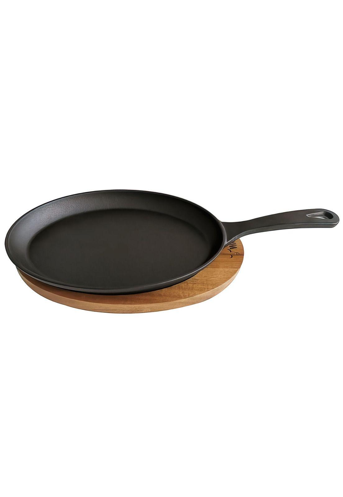 Sarten Iron Cast de Hierro Wayu Con Base de Madera-0