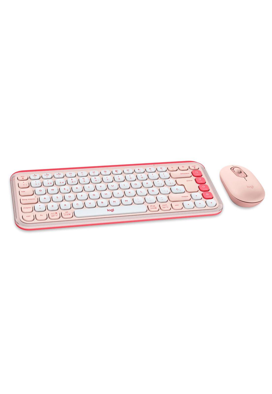 Kit Teclado y Mouse Inalámbricos Logitech Pop Icon Rosa-4