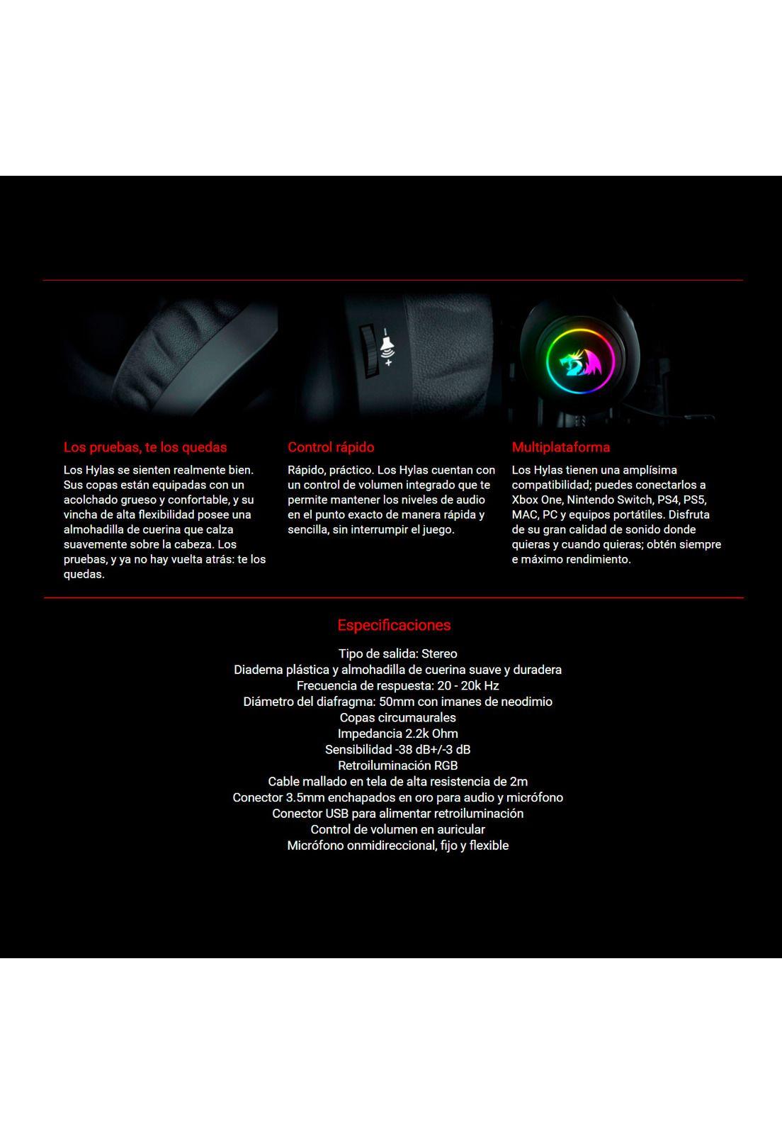 Audífonos Redragon Hylas H260 RGB-3