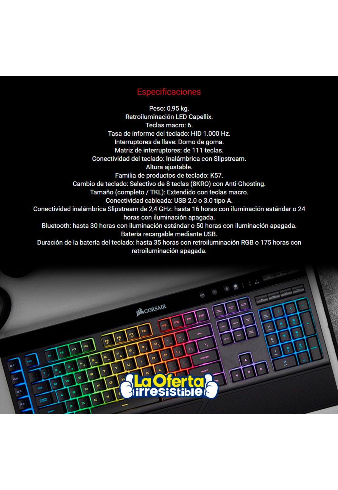 Teclado Gamer Inalambrico Corsair K57 RGB-3