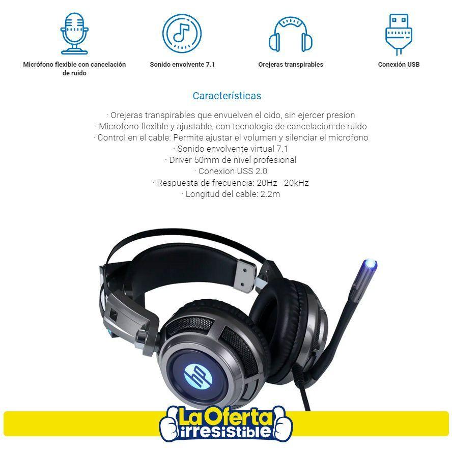 Audífonos Gamer HP H200GS Sonido 7.1 USB-2