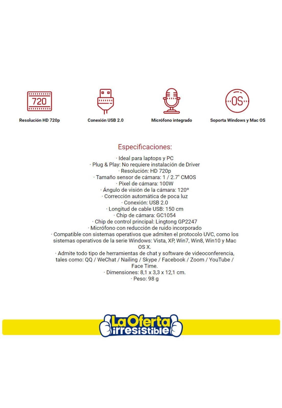 Webcam Kolke HD 720p USB 2.0-2