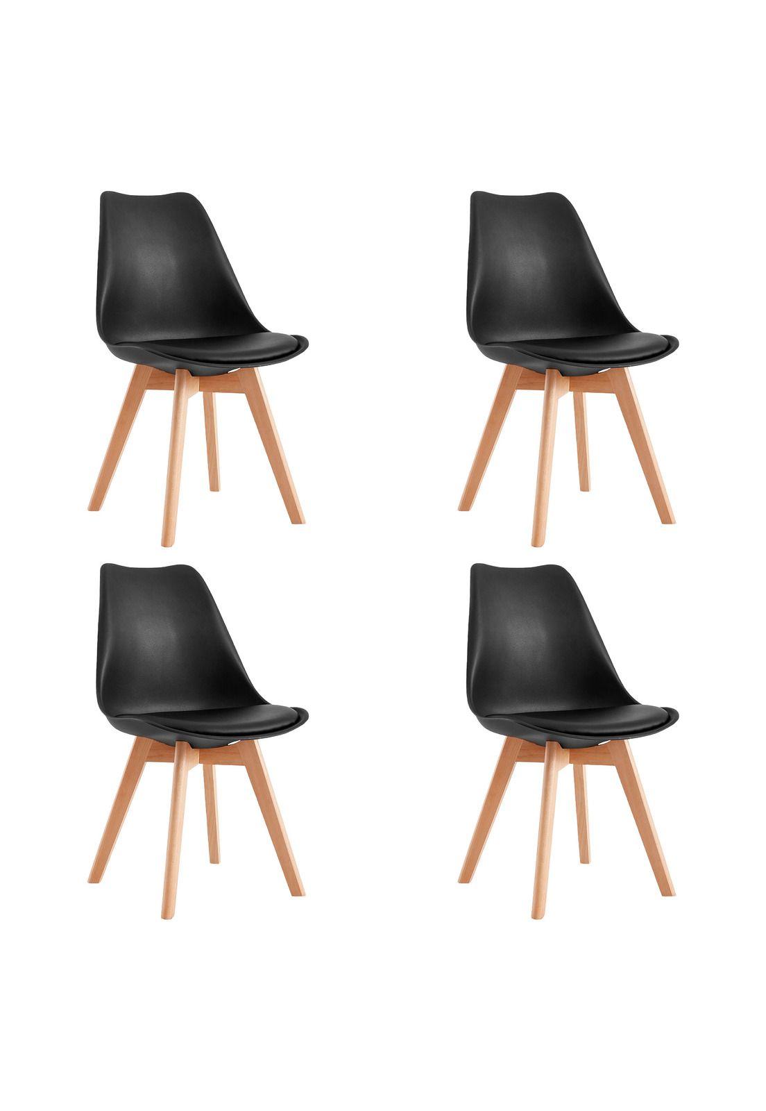 Pack 4 Sillas Eames EMPOLI Tulip Asiento Acolchonado Negra-0