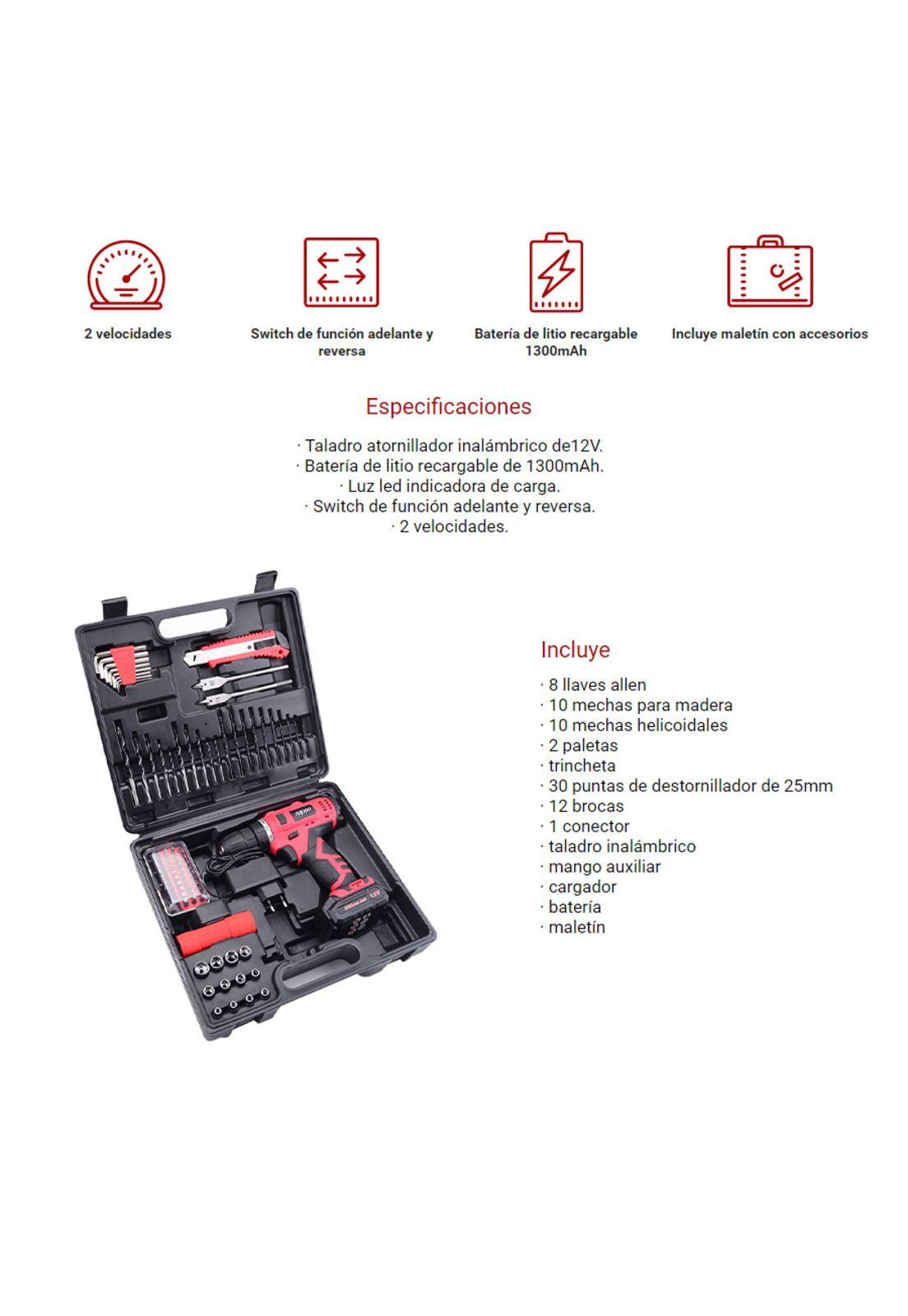 Taladro Inalambrico NAPPO 2 Velocidades con Accesorios-2