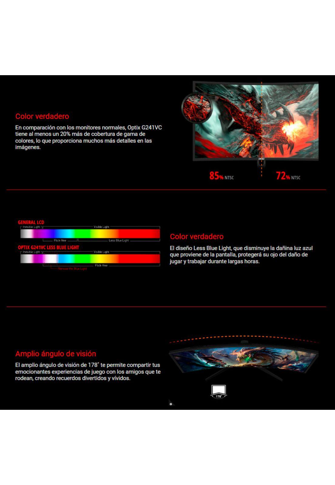 Monitor Curvo Gamer Msi Optix G241VC 23.6' Full HD 75hz Amd FreeSync-3