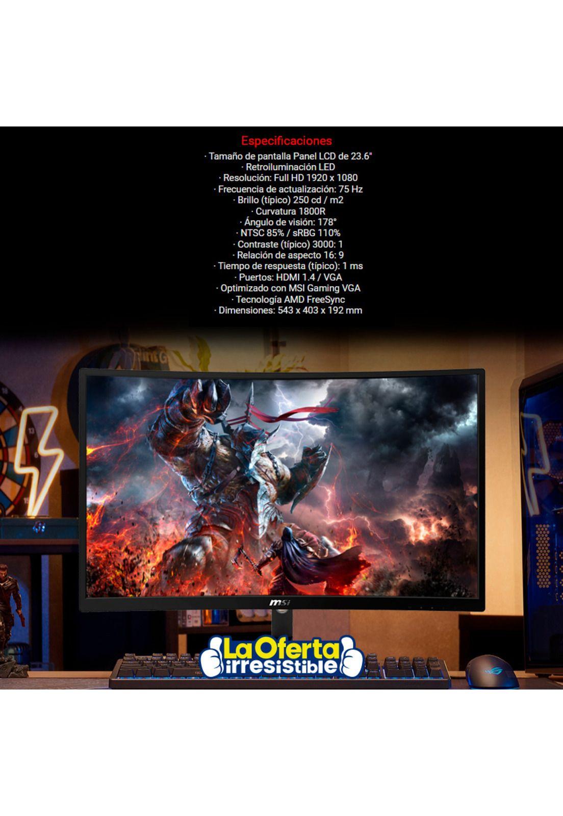 Monitor Curvo Gamer Msi Optix G241VC 23.6' Full HD 75hz Amd FreeSync-5