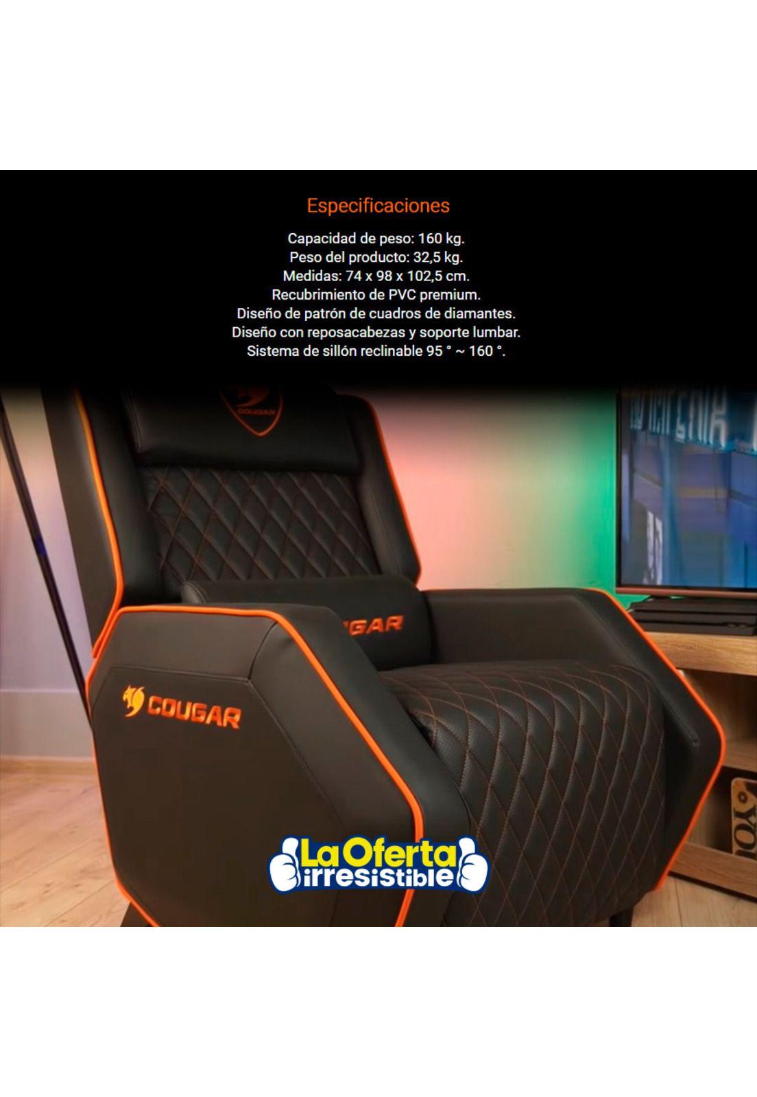 Sillon Gamer Cougar Ranger Naranja Eco Cuero Reclinable-2