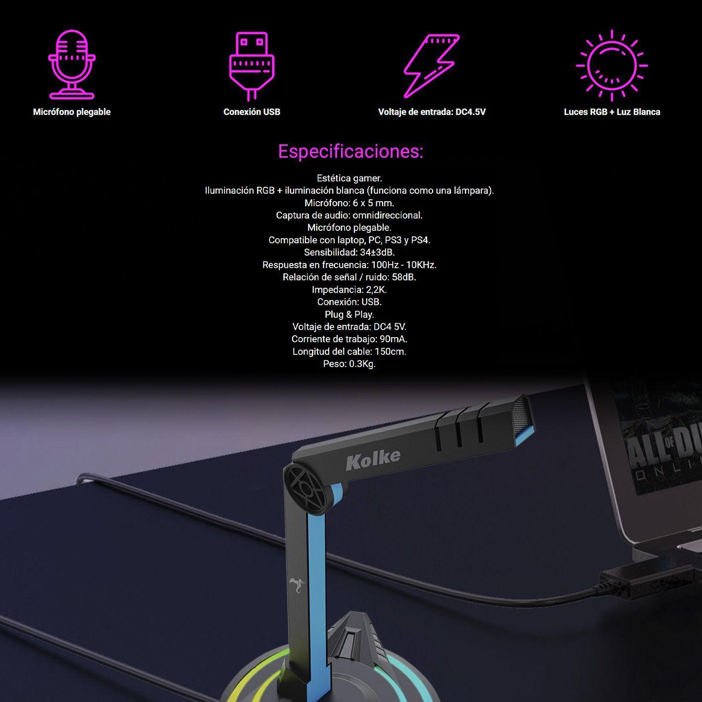 Micrófono Gamer Kolke con Luz RGB-4