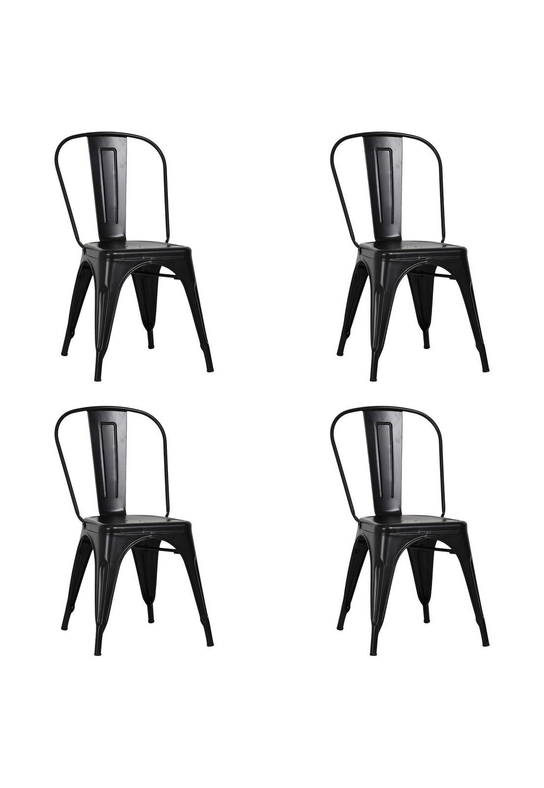Set de 4 Sillas de Metal Diseño Tolix Empoli Negra-0