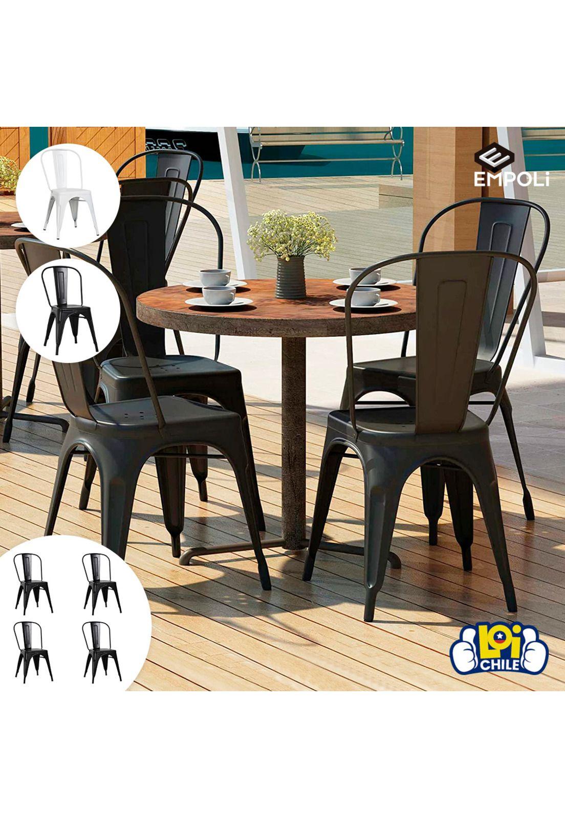 Set de 4 Sillas de Metal Diseño Tolix Empoli Negra-5