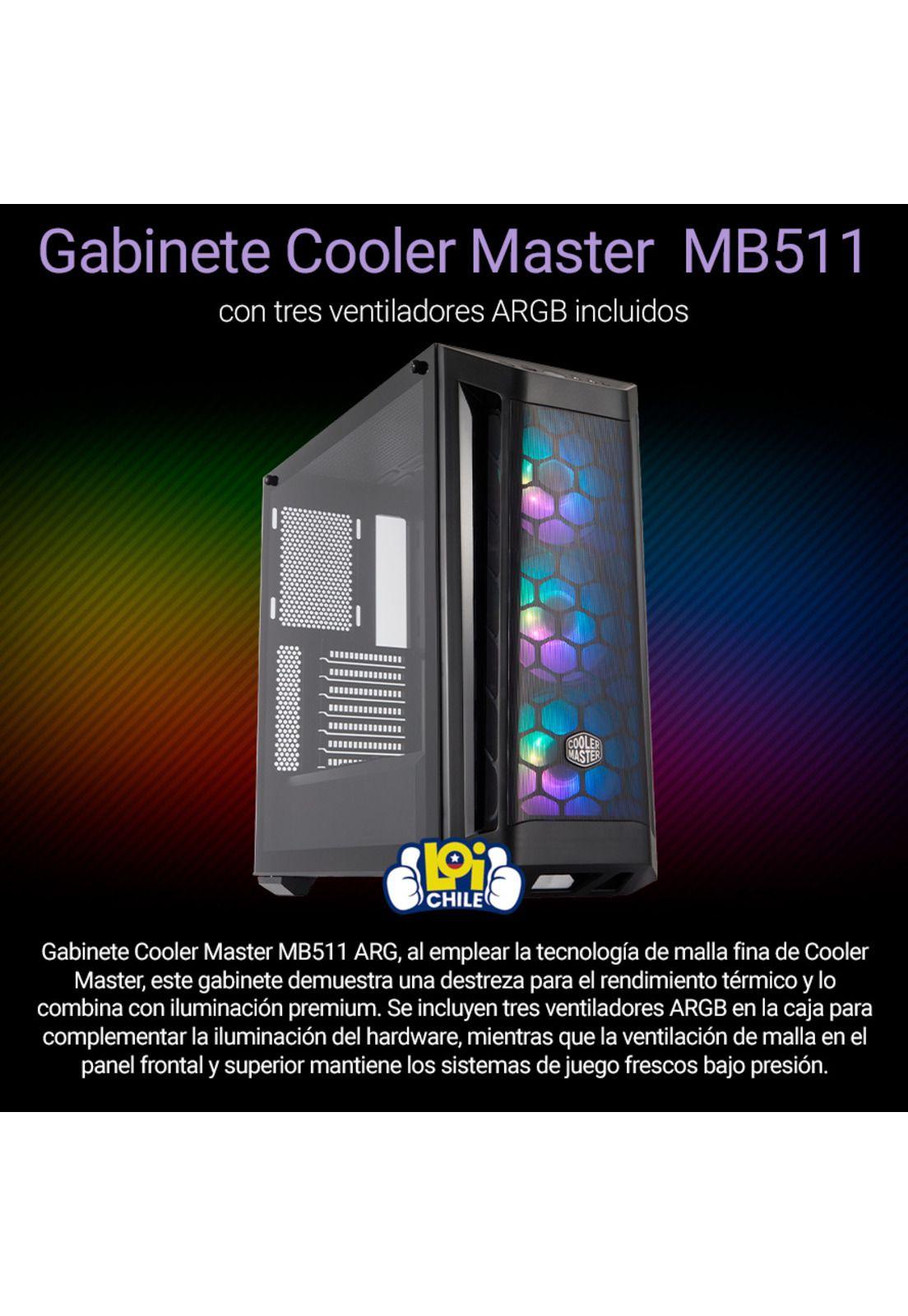 Gabinete Gamer Cooler Master Masterbox MB511 Con 3 Ventiladores ARGB-1