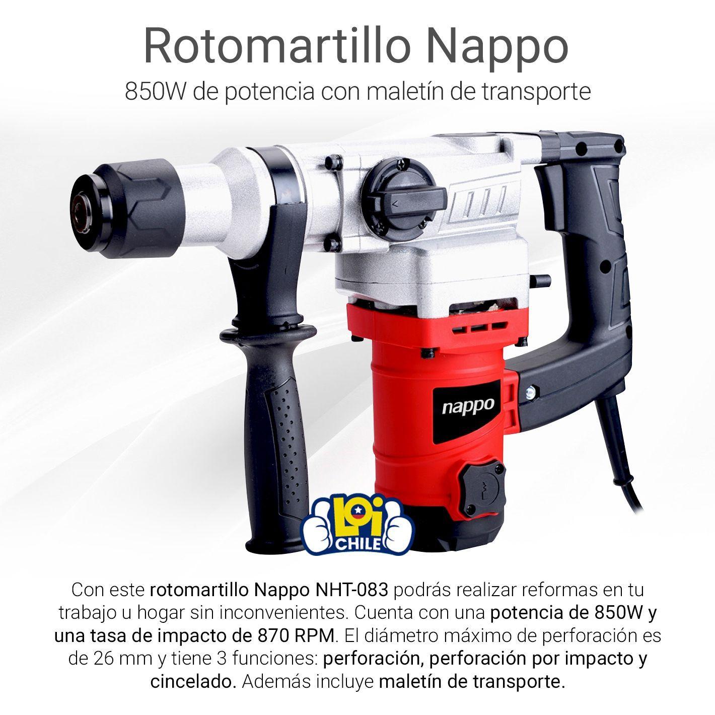 Rotomartillo NAPPO 850W 870RPM 50Hz con Maletín y Accesorios-1