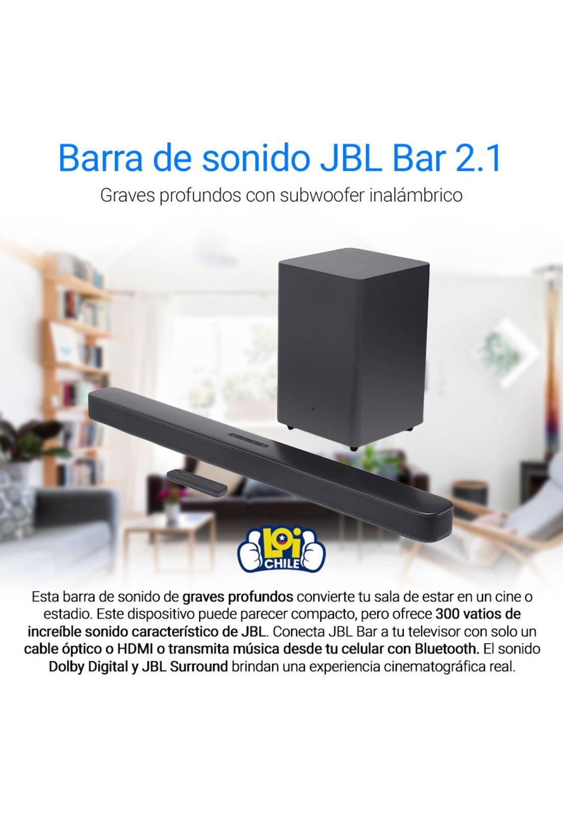 Barra de Sonido JBL Bar 2.1 con Subwoofer Inalambrico-1