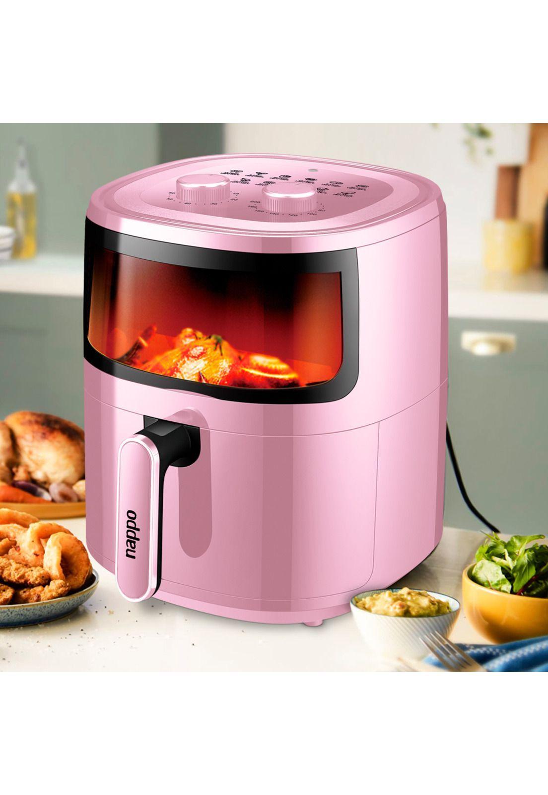 Freidora de Aire Nappo 1500W 5,7L Con Luz y Visor Rosa-3