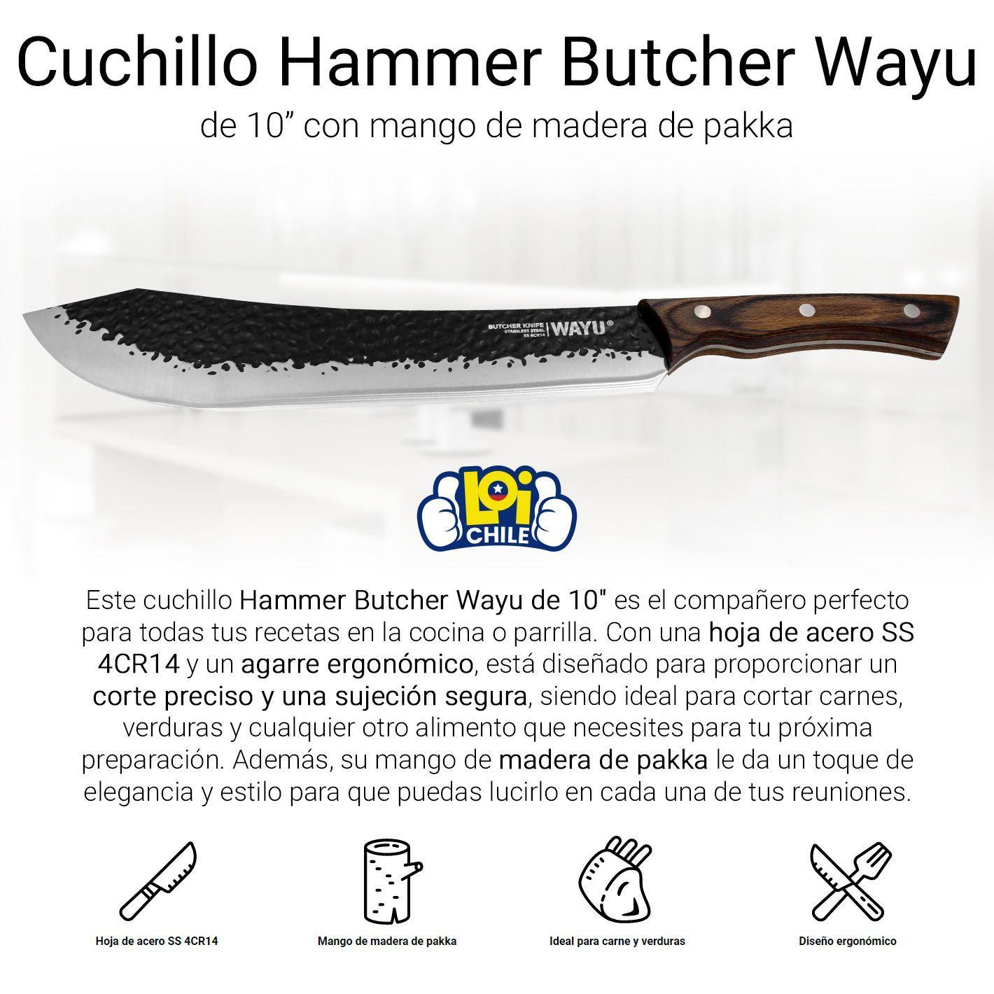 Cuchillo Hammer Wayu Butcher 10 Agarre Ergonómico Acero Inox-1