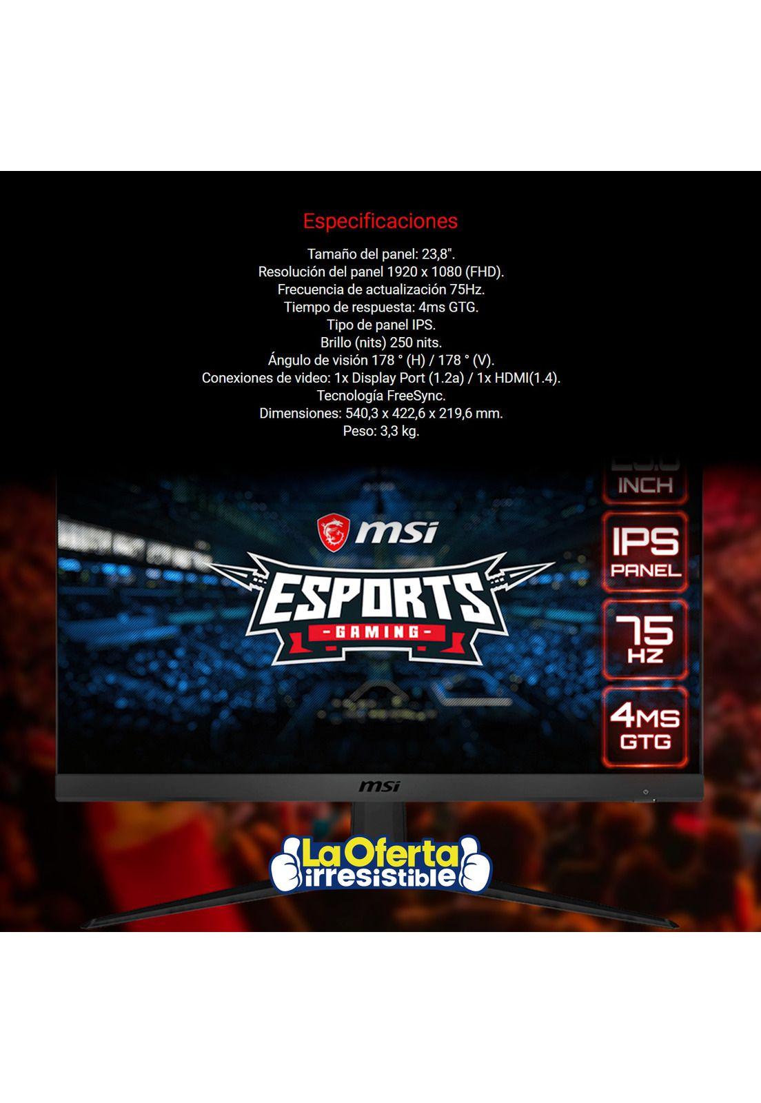 Monitor Gamer Msi 23.8' Optix G241v Fhd Ips 75 Hz-4