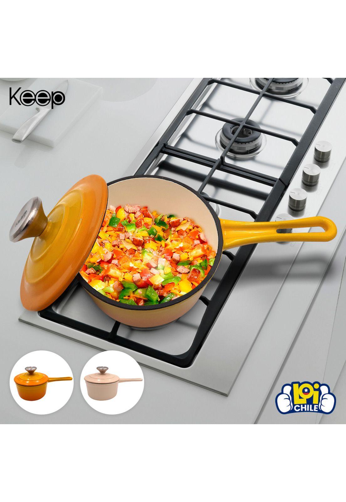 Cacerola Antiadherente con Tapa Hierro Fundido 16cm Keep-3