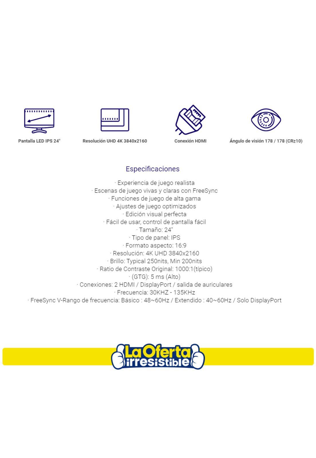 Monitor Gamer LG UHD 4K 24" FreeSync 5Ms-2